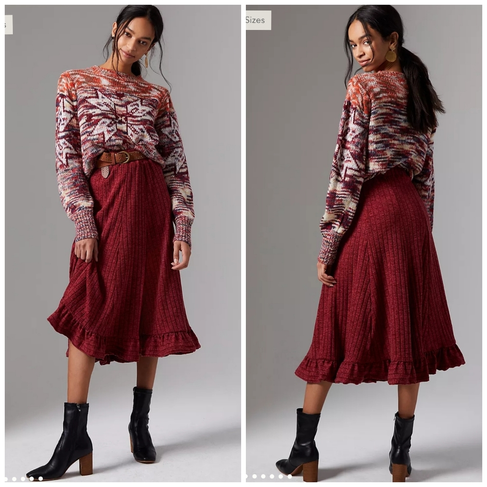 Anthropologie Pauline Midi Sweater Skirt